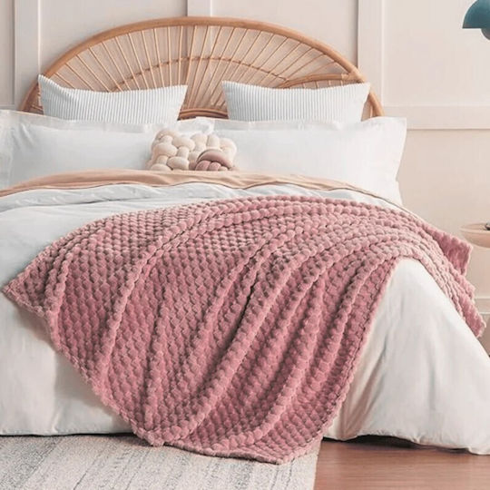 ForHome Κουβέρτα Fleece Μονή 160x220εκ. Ροζ