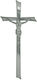 Cruce Memorială din Aluminiu cu Crucifix Cromat Pictat Dimensiune 35 X 20 cm