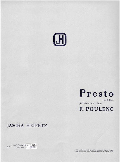 Poulenc Presto In Bb