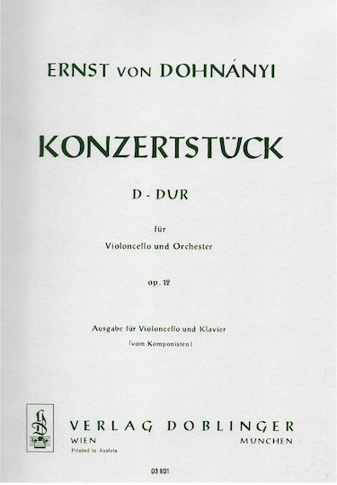 Dohnanyi Konzertstuck D-dur Op.12 Cello & Piano