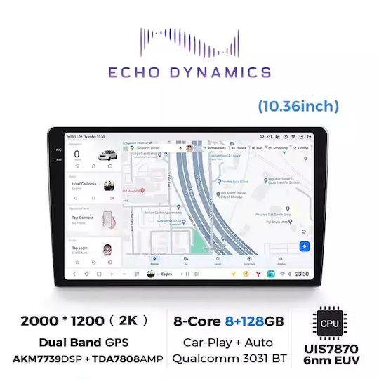 Echo Dynamics Ηχοσύστημα Αυτοκινήτου (Bluetooth/USB/WiFi/GPS/Apple-Carplay/Android-Auto) με Οθόνη Αφής 10.36"