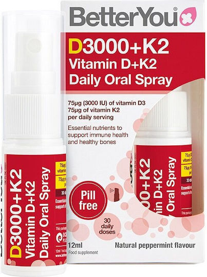 BetterYou DLux+ Vitamin D+K2 Vitamin für Stärkung des Immunsystems & die Knochengesundheit 3000iu 12ml