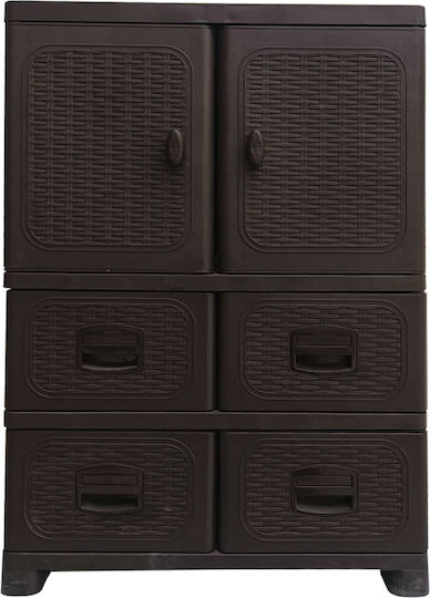 Doppelflügeliger Kunststoff-Außenschrank mit 2 Regalen 70x44x102cm