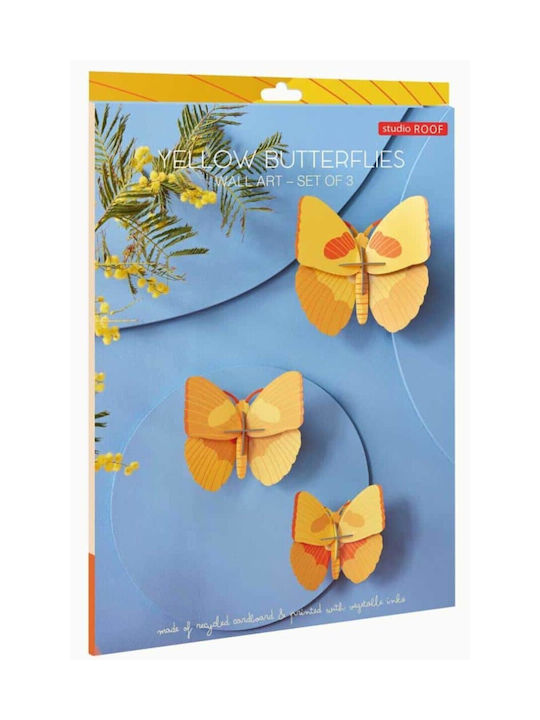 Studio Roof Διακοσμητικό Τοίχου Yellow Butterflies Σετ 3τμχ Ttm197
