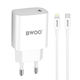 BWOO Ladegerät mit USB-C Anschluss und Kabel USB-C - Lightning 20W Stromlieferung Weißs (CDA159)