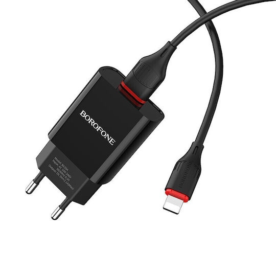 Borofone Charger with USB-A Port and Lightning Cable Quick Charge 3.0 / PPS / Quick Charge 2.0 Black (BA20A)