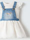 Children's Dress Sleeveless Denim Set with Blouse White