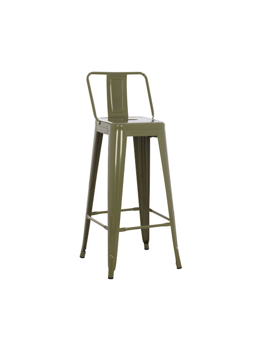Hocker Bar mit Rückenlehne Metall Dark Olive Gr...