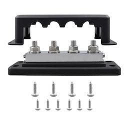 Rv 600a Busbar Υψηλού Ρεύματος 4 Κατευθύνσεων Ίσια Καλωδίωση M10 Μαύρο Rv 600a Busbar Υψηλού Ρεύματος 4 Κατευθύνσεων Ίσια Καλωδίωση M10 Μαύρο