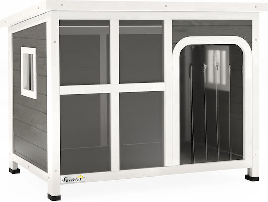 Pawhut Dog House Wooden Gray 90x62x71cm
