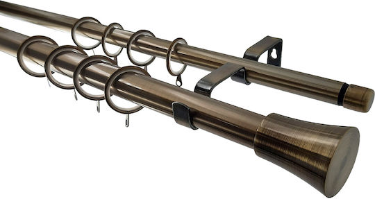 Grace Ausziehbar Metallisch Vorhangstange Doppel mit Stange Φ25mm 300-300cm Bronze