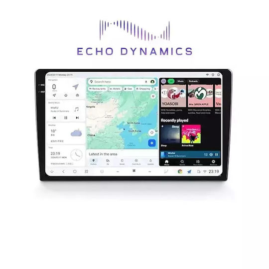 Echo Dynamics Ηχοσύστημα Αυτοκινήτου (Bluetooth/USB/WiFi/GPS/Apple-Carplay/Android-Auto) με Οθόνη Αφής 9.5"