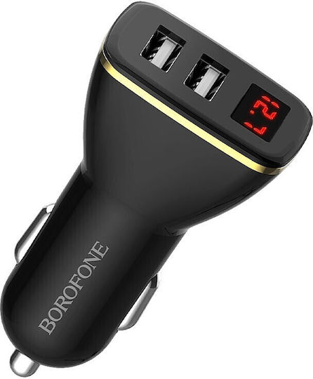 Borofone Bz11 Car Charger 24W 2.1A with Ports: 2xUSB Black Color