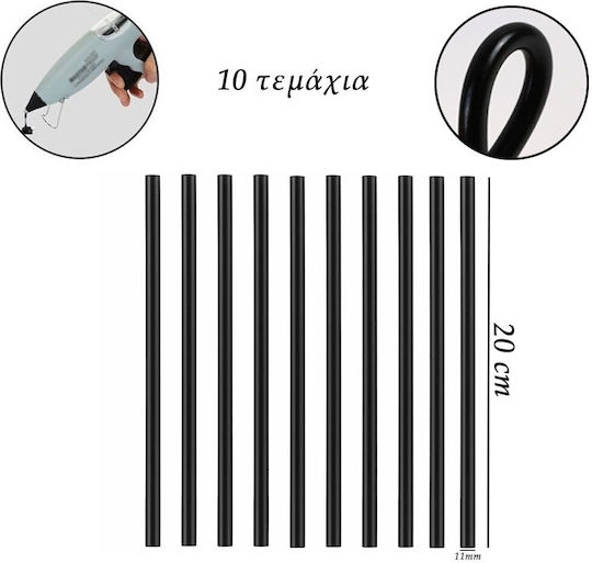 Σετ Ράβδοι Σιλικόνης 7mm 20cm Herran 990437 Μαύροι 10τμχ