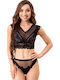 Livia Corsetti Dantelat Set de Lenjerie Sutien sport cu Șir de caractere Negru
