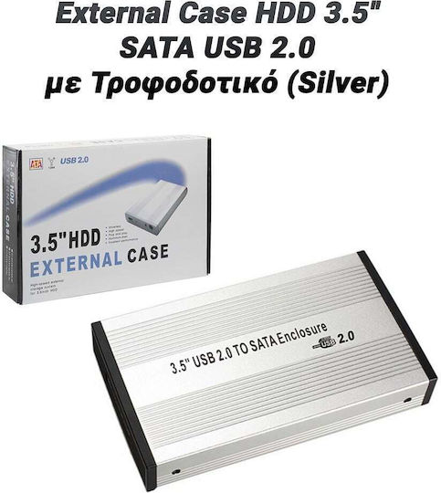 External Case for Hard Drive 3.5" SATA III with Connection SATA / USB 2.0 Silver