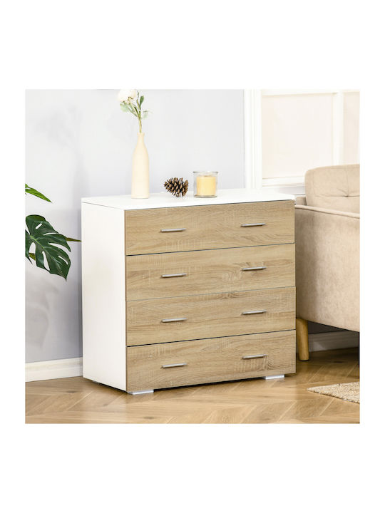 Wooden Chest of Drawers with 4 Drawers White an...
