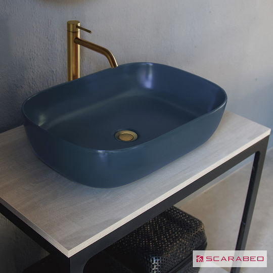 Scarabeo Glam Countertop Sink Porcelain 56x39cm Glossy Ocean (blue)