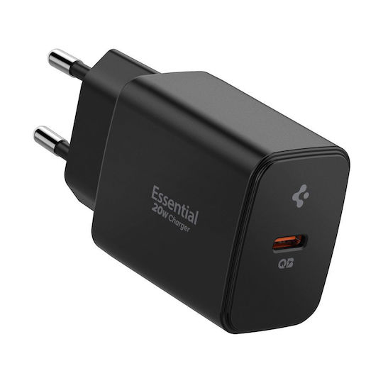 Spigen Charger Without Cable with USB-C Port 20W Power Delivery Blacks (EE201EU)
