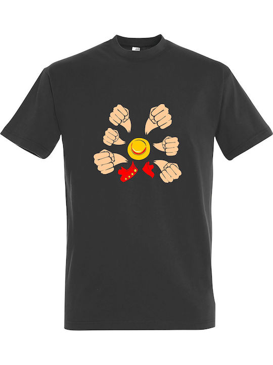 Unisex T-Shirt "One Piece Pirat Mehrfache Schläge Fanart" Dunkelgrau