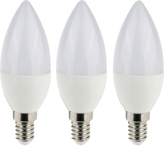Wellio LED-Lampen 5.5W für Fassung E14 und Form C37 Kühles Weiß 440lm 3Stück