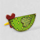 Wooden Decorative Hen “full Diamonds” Green 18cm X 12cm X 5cm