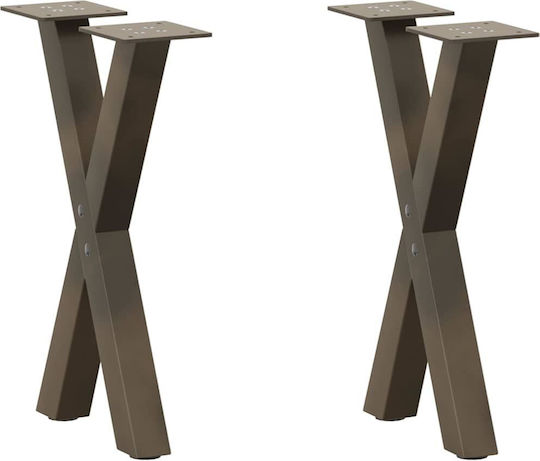 vidaXL Metallic Furniture Leg 2 Pieces Suitable for Table / Coffee Table / Office 28x42x42cm Brown