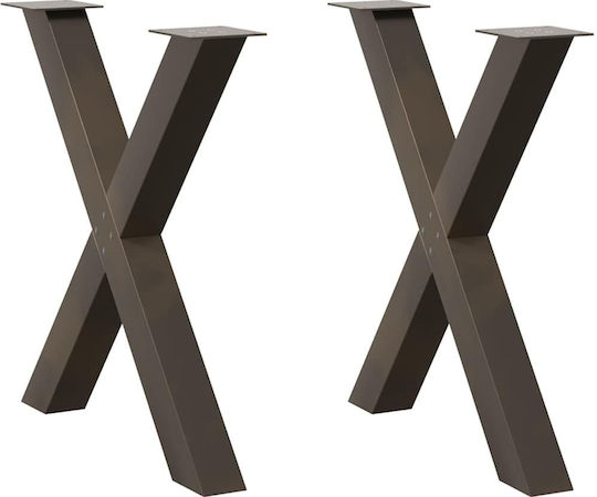 vidaXL Metallic Furniture Leg 2 Pieces Suitable for Table / Coffee Table / Office 80x72x72cm Brown