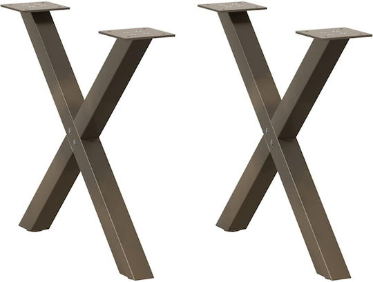 vidaXL Металик Крак На Мебел 2 Бройки Подходящ За Маса / Малка Маса / Офис 60x42x42см Кафяв
