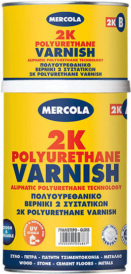 Mercola Βερνίκι Εμποτισμού Πολυουρεθάνης 2 Συστατικών Διαλύτου Άχρωμο Σατινέ 1lt