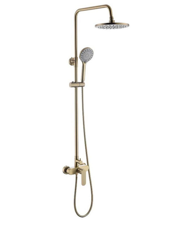 Inter Ceramic Trento Icf 6237 Shower System Brush Gold 5 Functions Steel Matte Gold