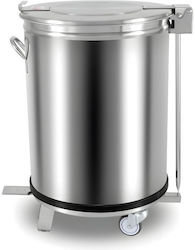 Dynamic Metallic Wheeled Waste Bin 50lt with Pedal Inox