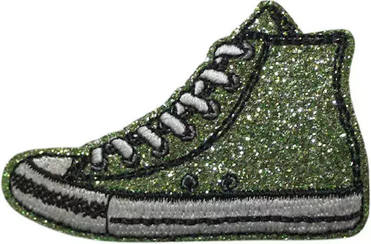 Iron-On Patch All Star Shoes Glitter Khaki Size 6.5cm X 4cm 1pc