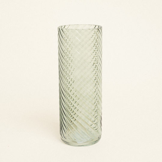 Beauty Home Glass Vase Swirl Effect 10cm X 26.5cm Green