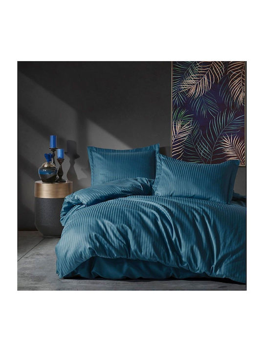L'Εssentiel Maison Duvet Cover Set Cotton Satin Double with 2 Pillowcases 200x220 Blue