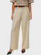 Women's High-waisted Fabric Trousers Beige