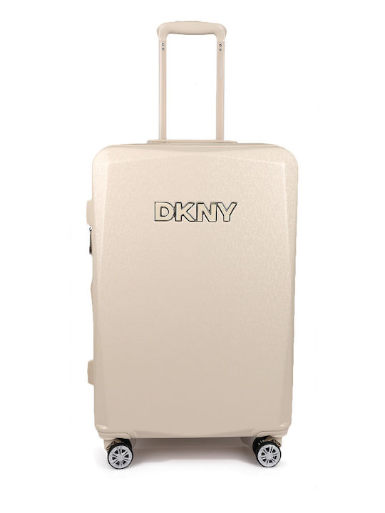 DKNY Medium Hard Travel Suitcase Ivory with 4 Wheels
