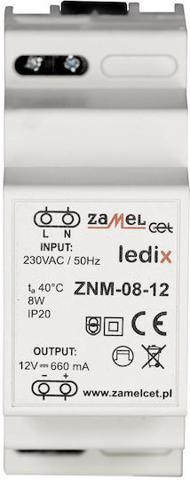 Модулно LED захранване 8W 12V DC Znm-08-12