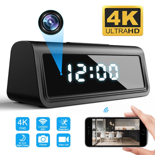 Cameră spion ascunsă 4K în ceas digital Wi-Fi viziune nocturnă senzor de mișcare iOS Android
