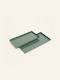 Beauty Home Metalltablett-Set, 2 Stück, 28 x 14 cm, 24 x 12 cm, Eukalyptusgrün