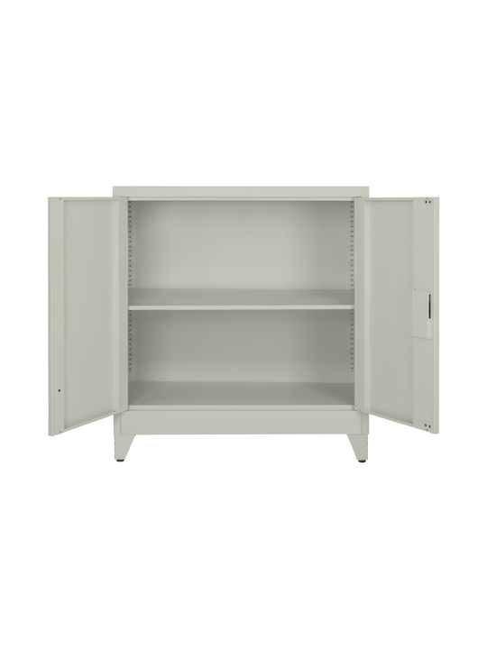 Doppelflügeliger Außenschrank Duron Metallisch mit Verriegelungsfunktion mit Trennwand & 1 Regal 90x40x100cm