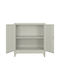 Doppelflügeliger Außenschrank Duron Metallisch mit Verriegelungsfunktion mit Trennwand & 1 Regal 90x40x100cm