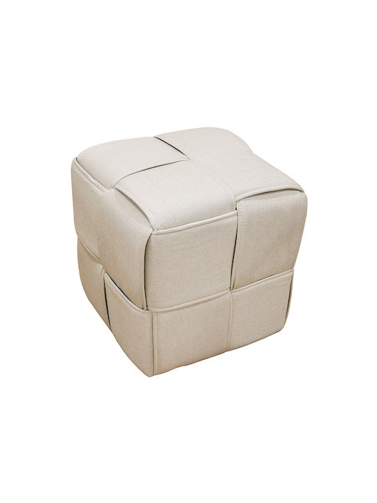 Σκαμπό Σαλονιού Επενδυμένο με Ύφασμα Line Cream 40x40x40εκ.