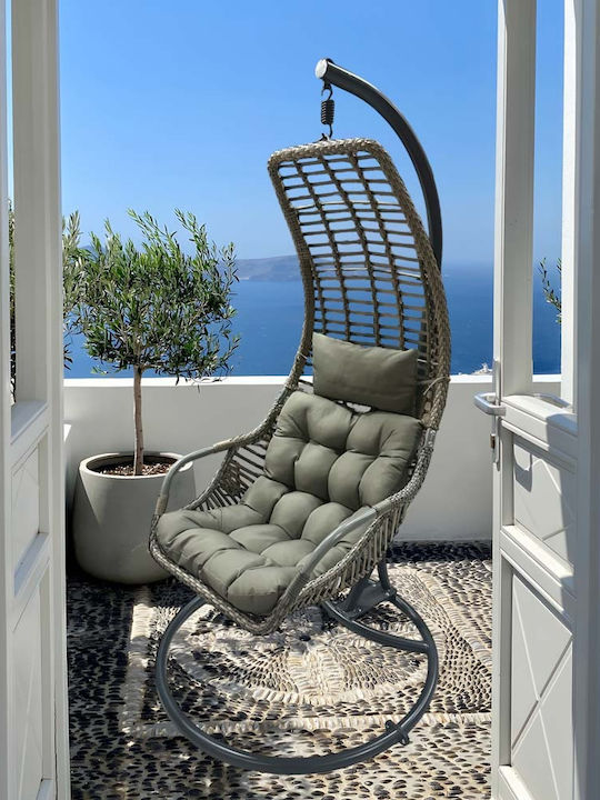 Κρεμαστή Κούνια Φωλιά με Μαξιλάρι Rattan Γκρι Μ103xΠ76xΥ200cm