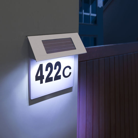 Hausnummernschild LED-Beleuchtung Solaraufladung Edelstahlgehäuse 19x18,5x5 cm