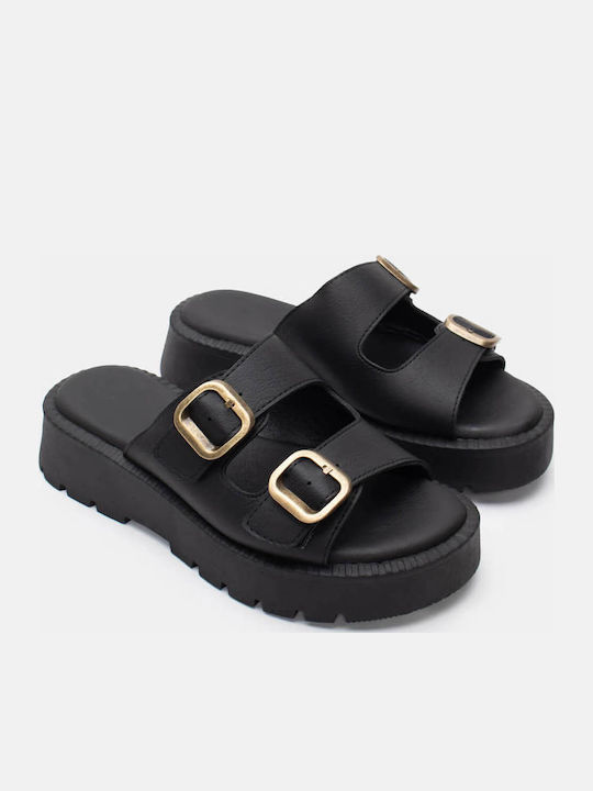 Luigi Γυναικεία Σανδάλια Flatforms Μαύρα
