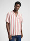 Resort Short Sleeve Shirt in Wide Line Pink Pattern