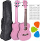 V-tone Uk23 Pk Acoustic Concert Ukulele 23" Pink + Cover Ukulele Bag Carrying Case 3 Picks Pink
