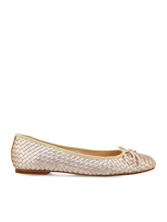Leather Ballerinas Gold
