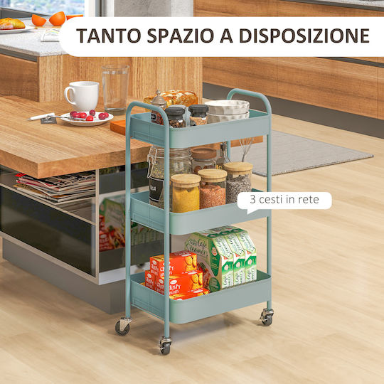 HomCom HomCom Kitchen Cart Metallic 3 Tiers Blue 45x30.6x79cm